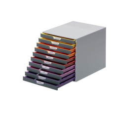 Cassettiere da scrivania Varicolor® Durable - grigio e multicolore - 10 cassetti - 2,5 cm